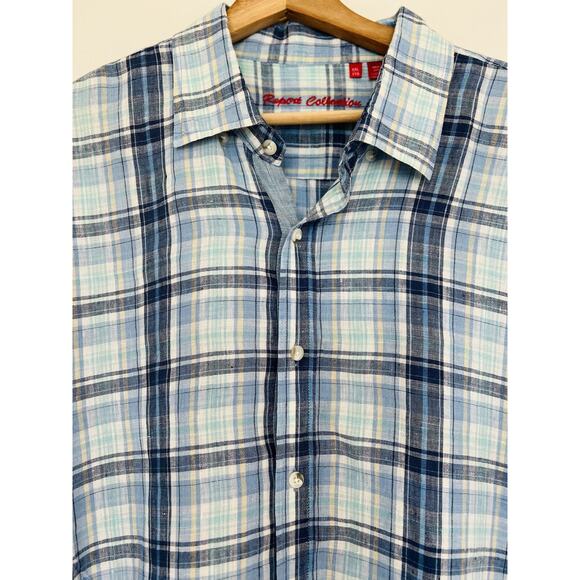 REPORT COLLECTION Linen Blend Button Down Shirt Sz XXL Woven Resort Vacation - Picture 5 of 11